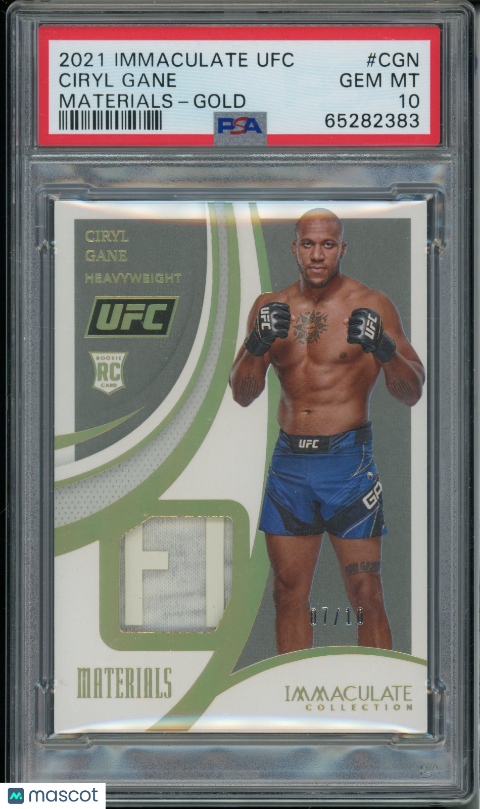2021 Panini Immaculate Collection UFC Ciryl Gane #CGN Materials Gold PSA 10