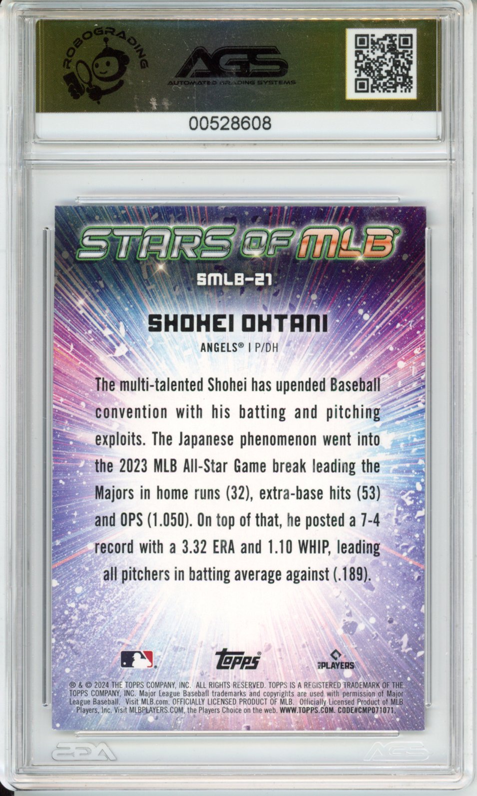 Baseball 2024 TOPPS UPDATE SERIES SHOHEI OHTANI #SMLB-21 Stars Of MLB AGS 10