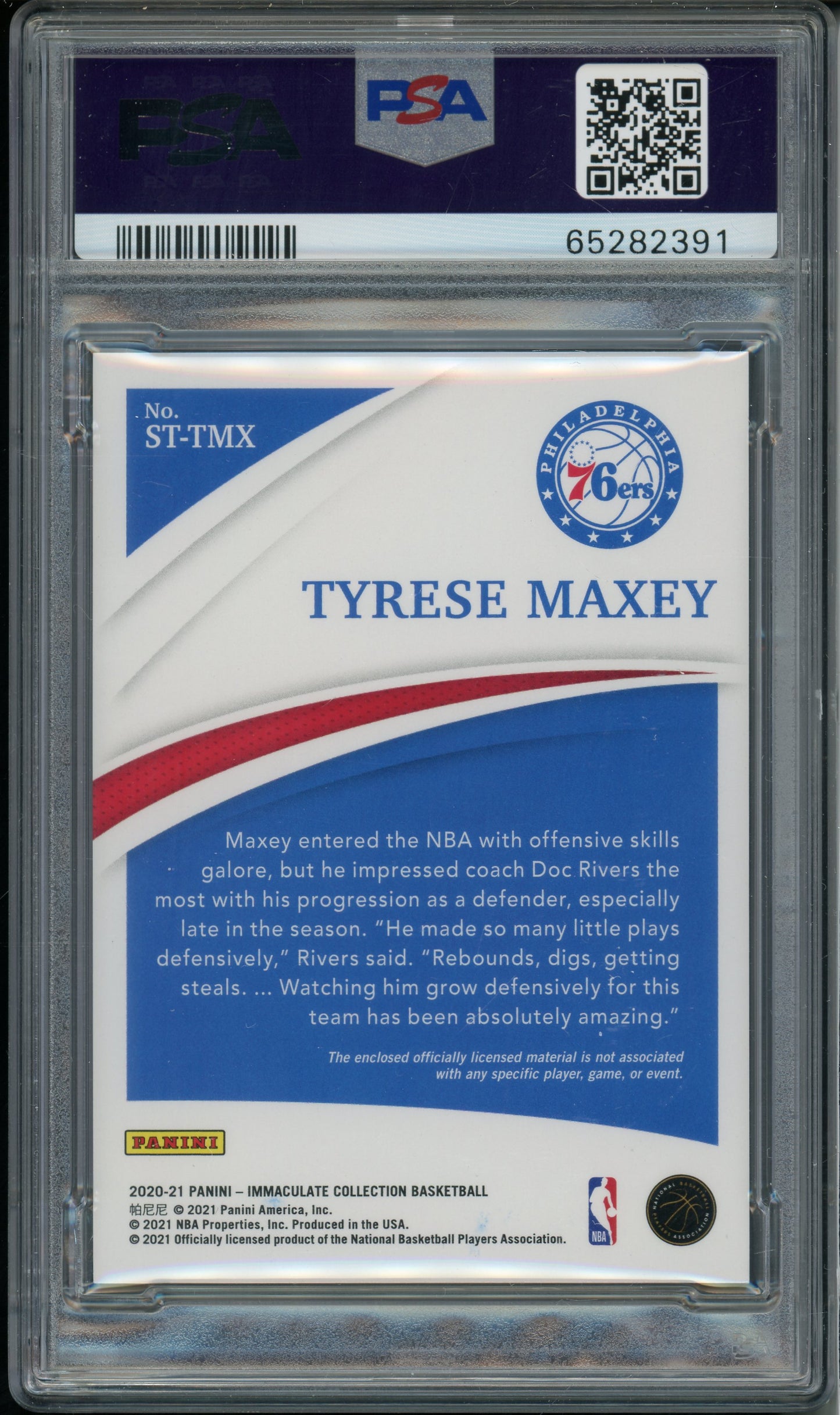 2020 Immaculate Collection Tyrese Maxey #STTMX PSA 10 RPA Rookie Auto