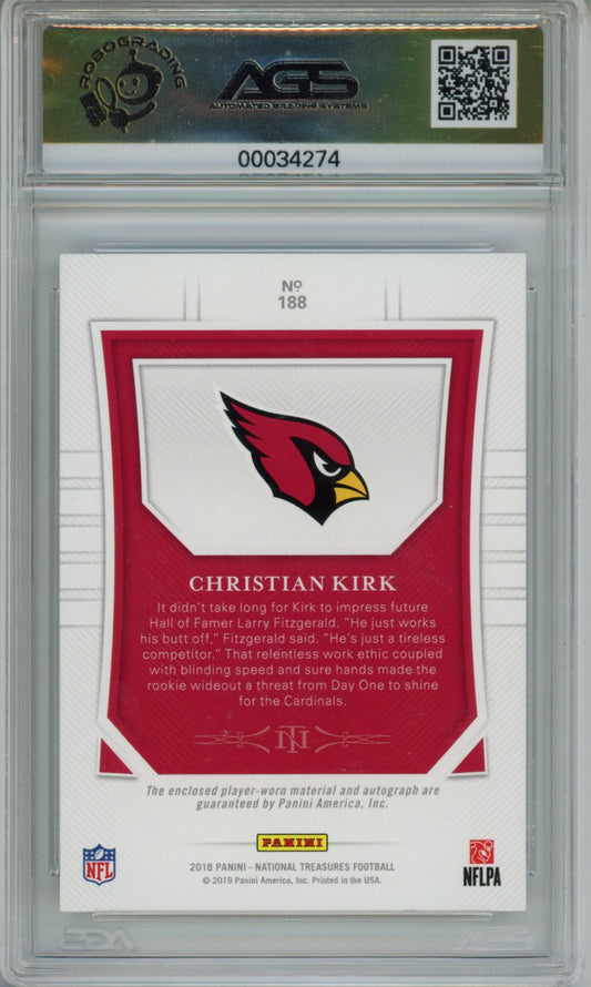 2019 National Treasures Christian Kirk RPA Platinum NFL Shield auto 1/1 AGS 9.5