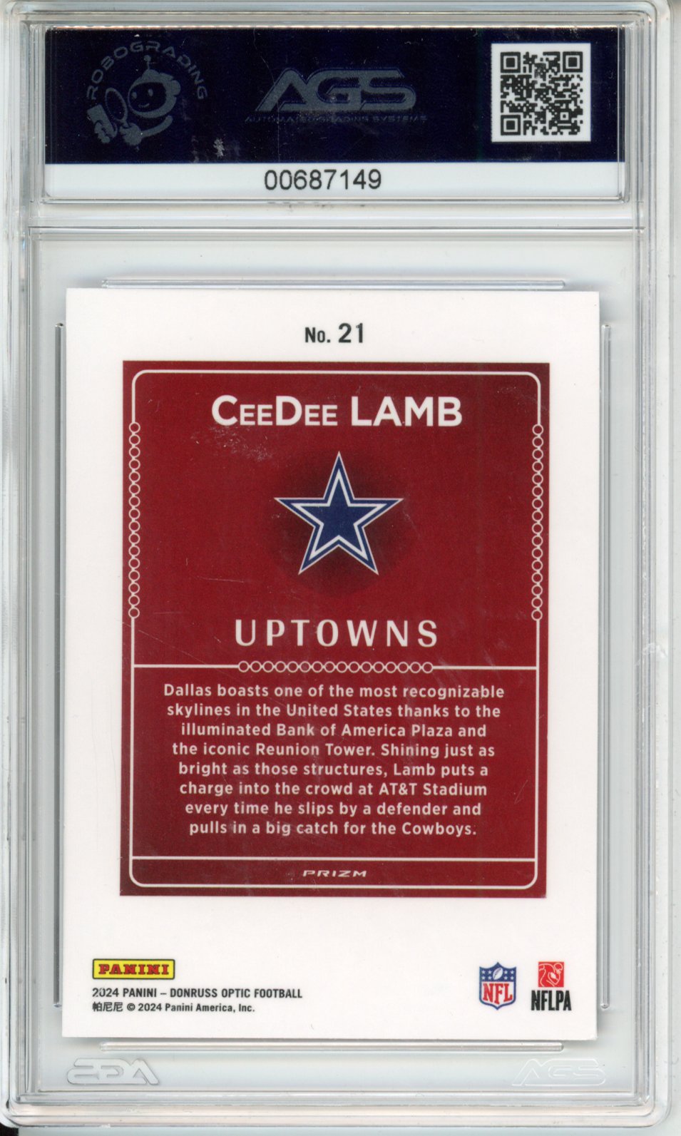 2024 panini donruss optic CeeDee Lamb #21 uptown AGS 9