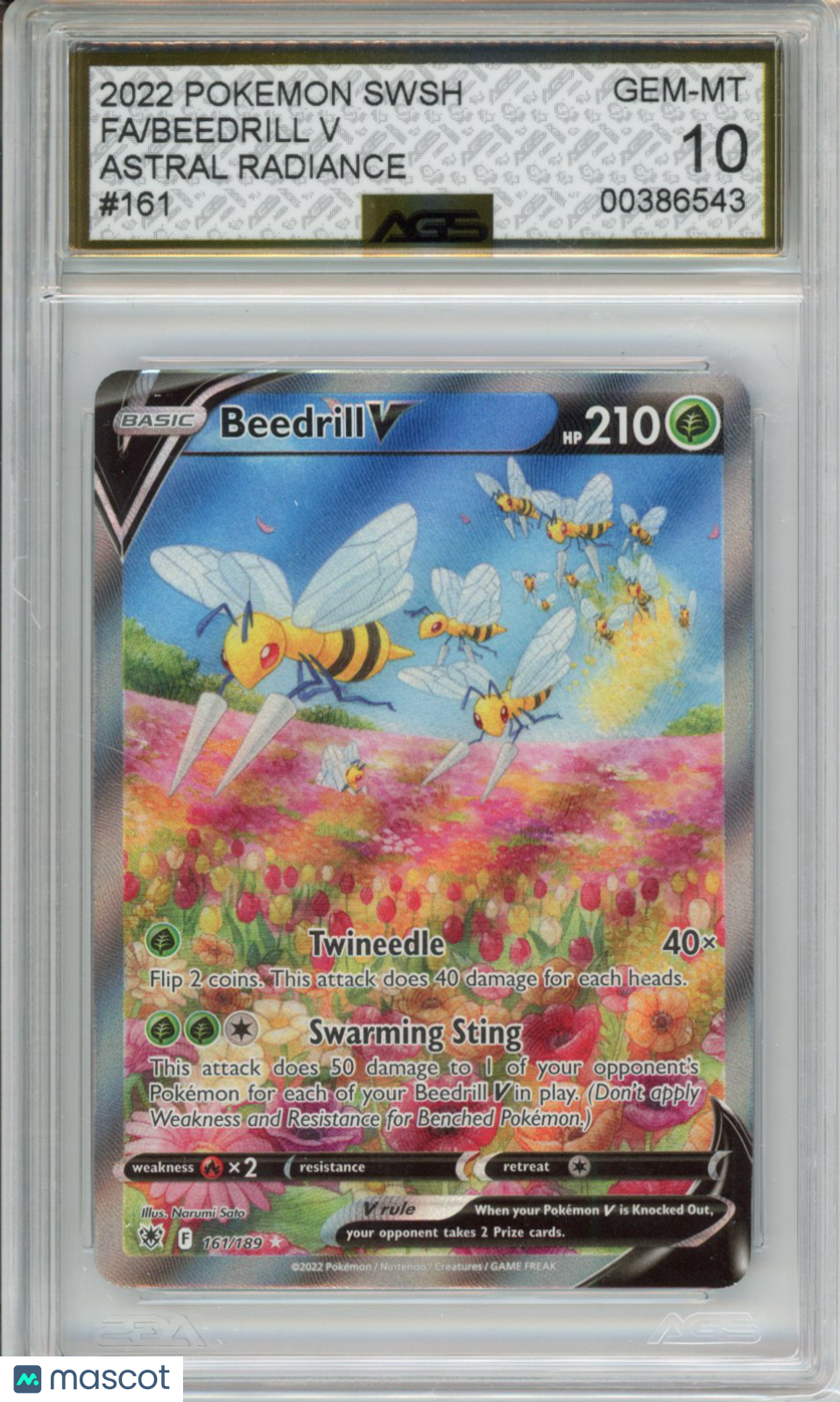 2022 Pokemon Astral Radiance Beedrill V #161 AGS 10