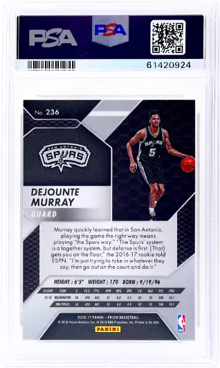2016 Panini Prizm Dejounte Murray #236 PSA 10