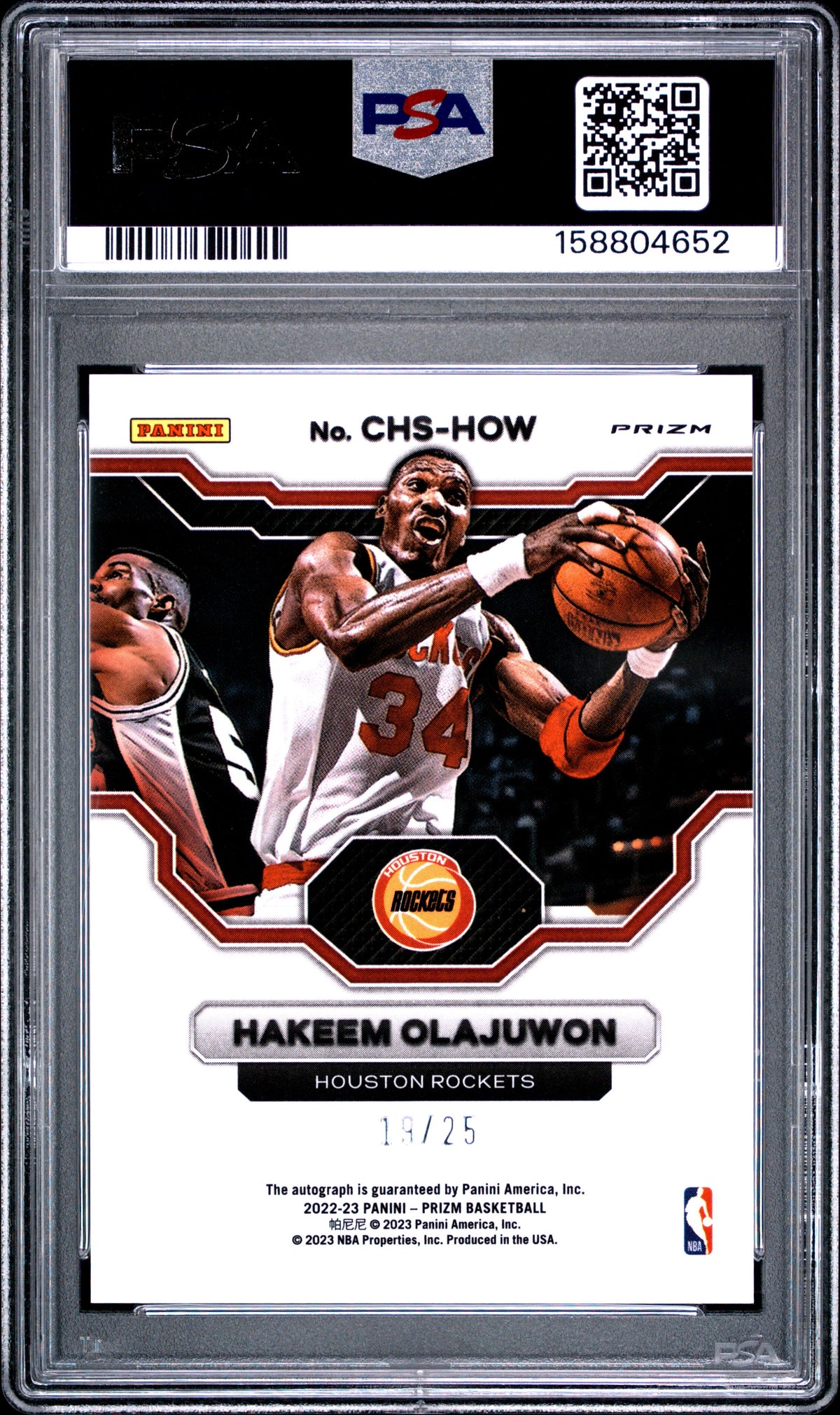 2022 Panini Prizm Champion Signatures Hakeem Olajuwon Mojo Prizm CHSHOW English PSA 10