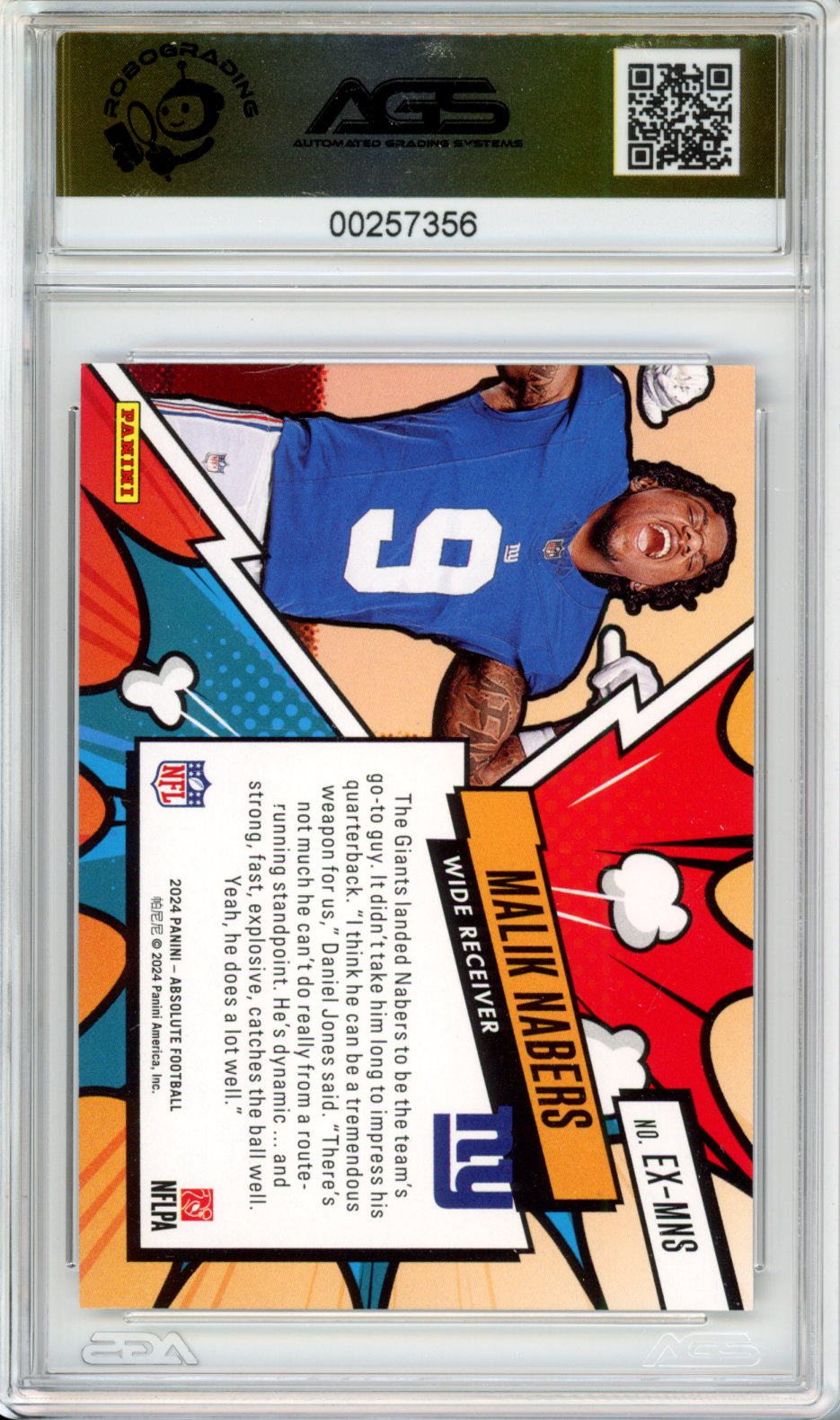2024 Panini Absolute Malik Nabers #EX-MNS EXPLOSIVE AGS 10