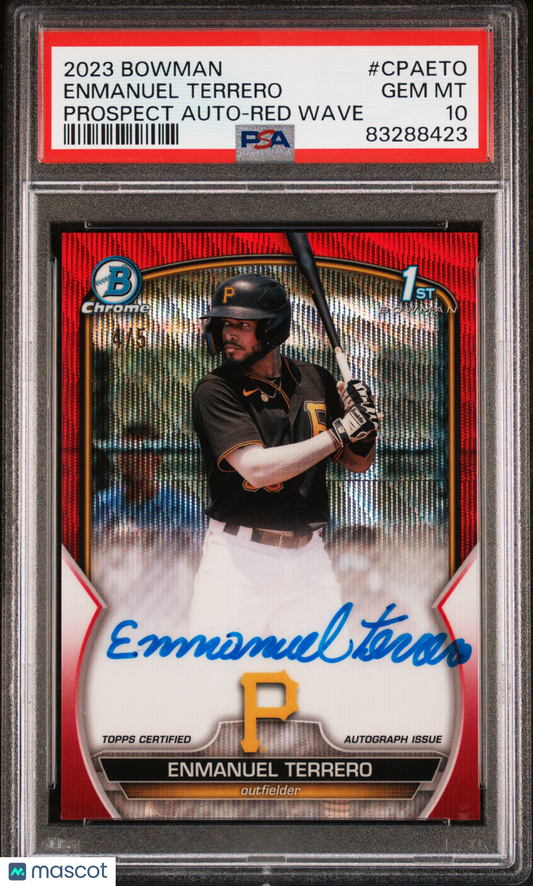2023 Bowman Chrome Enmanuel Terrero #CPAETO Prospect Autographs Red Wave PSA 10