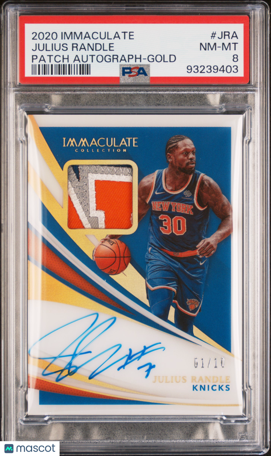 2020 Panini Immaculate Julius Randle #JRA Patch Autographs Gold PSA 8