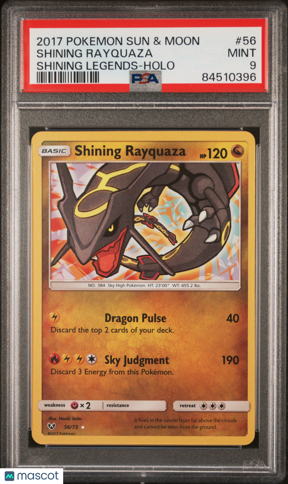 2017 Pokemon Sun & Moon Shining Legends Shining Rayquaza #56 PSA 9