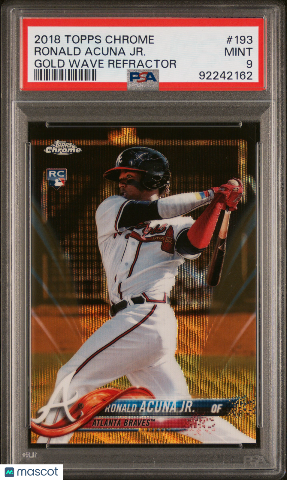 2018 Topps Chrome Ronald Acuna JR. #193 Gold Wave Refractor RC Rookie PSA 9