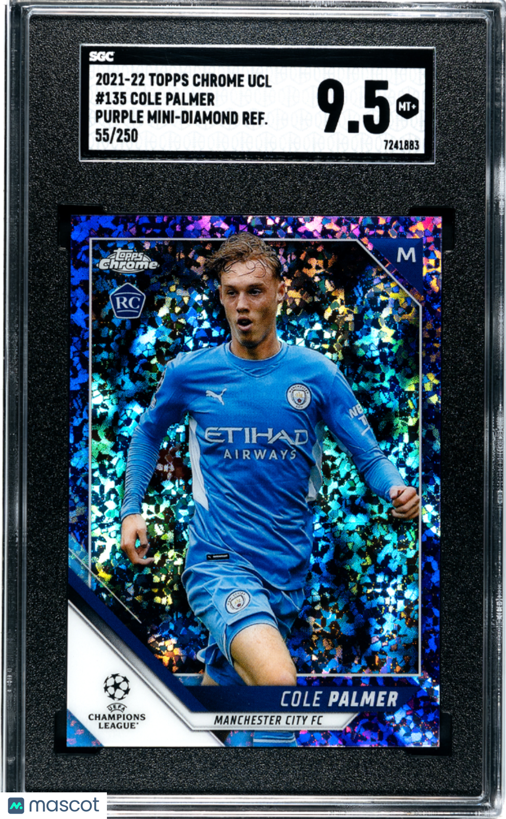 2021 Topps Chrome Ucl Cole Palmer #135 Purple Mini Diamond Refractor SGC 9.5