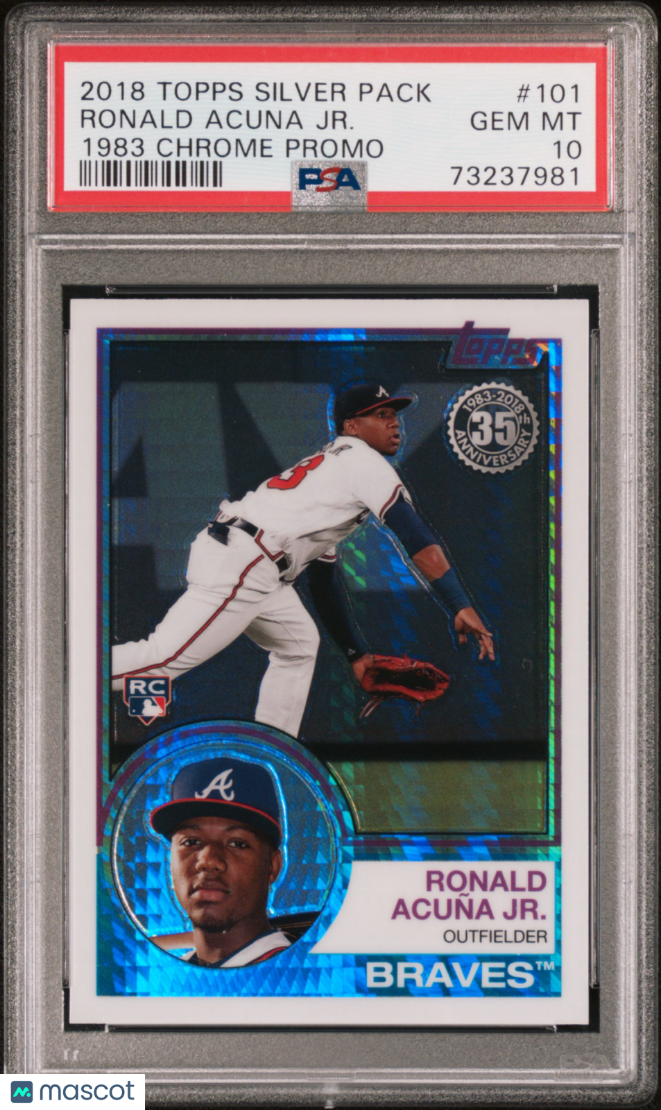 2018 Topps Silver Pack Ronald Acuna JR. #101 1983 Chrome Promo Rookie RC PSA 10