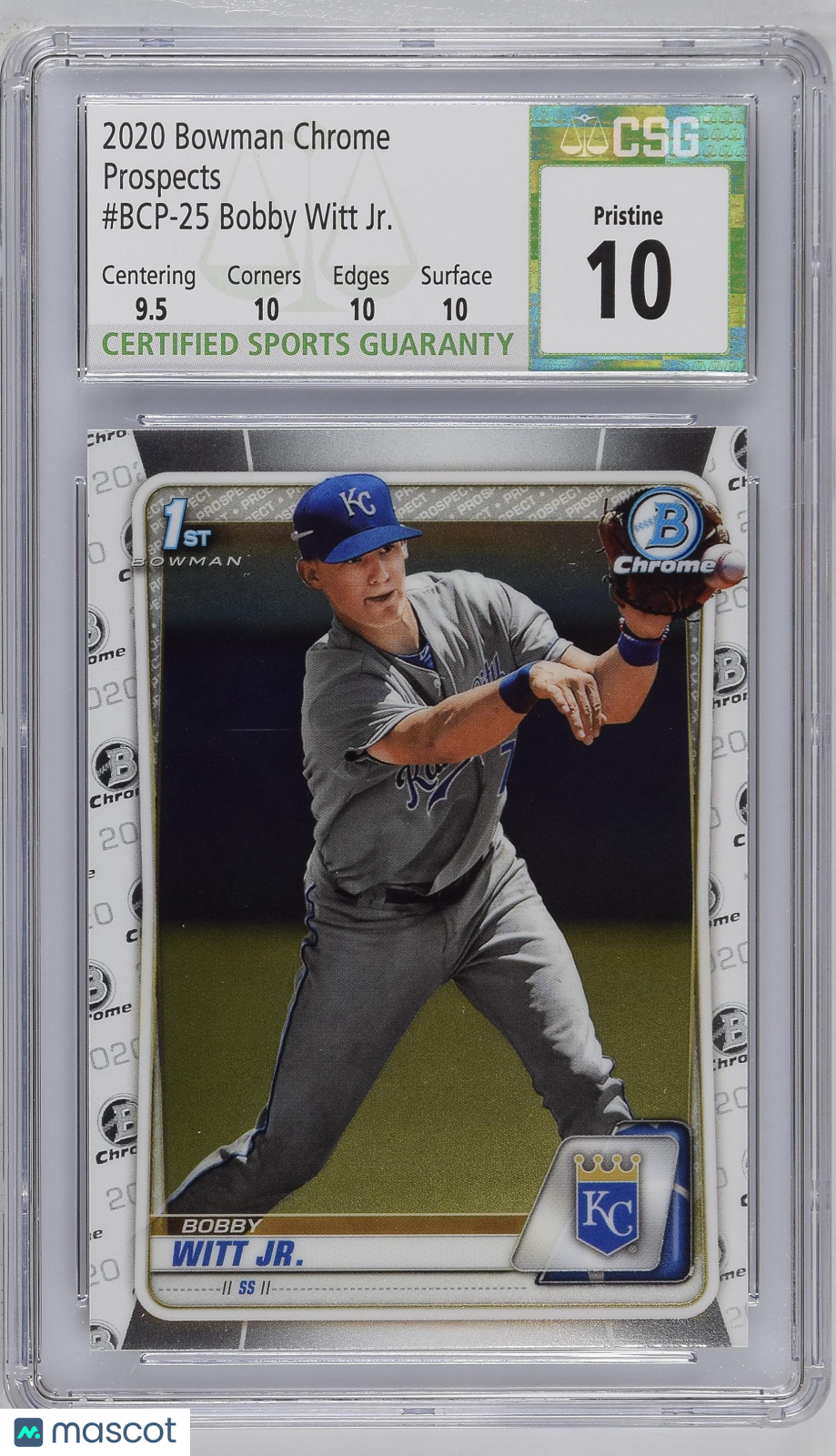 2020 Bowman Chrome Bobby Witt Jr. #BCP-25 CGC 10