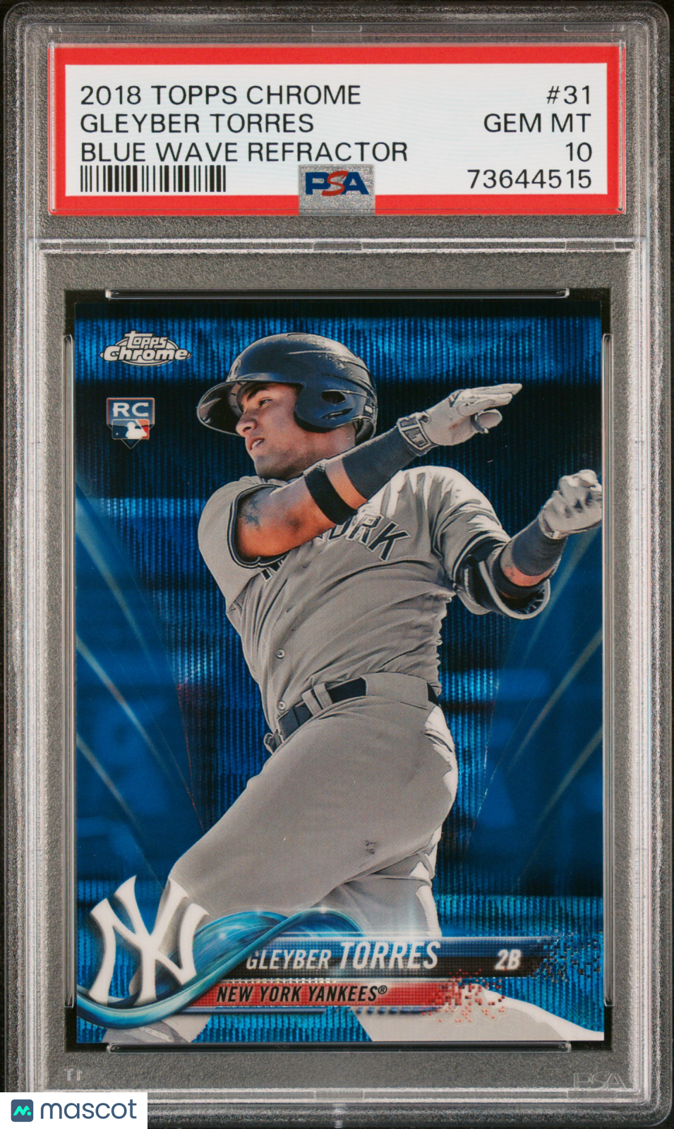 2018 Topps Chrome Gleyber Torres #31 Blue Wave Refractor PSA 10