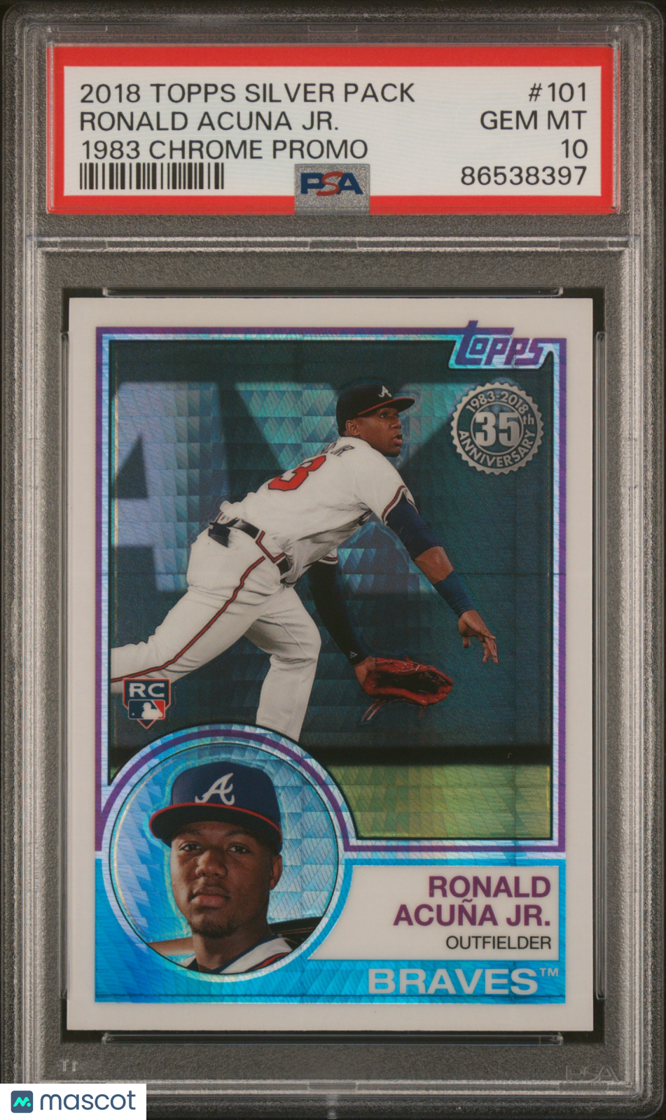 2018 Topps Silver Pack 1983 Chrome Promo Ronald Acuna JR. #101 PSA 10