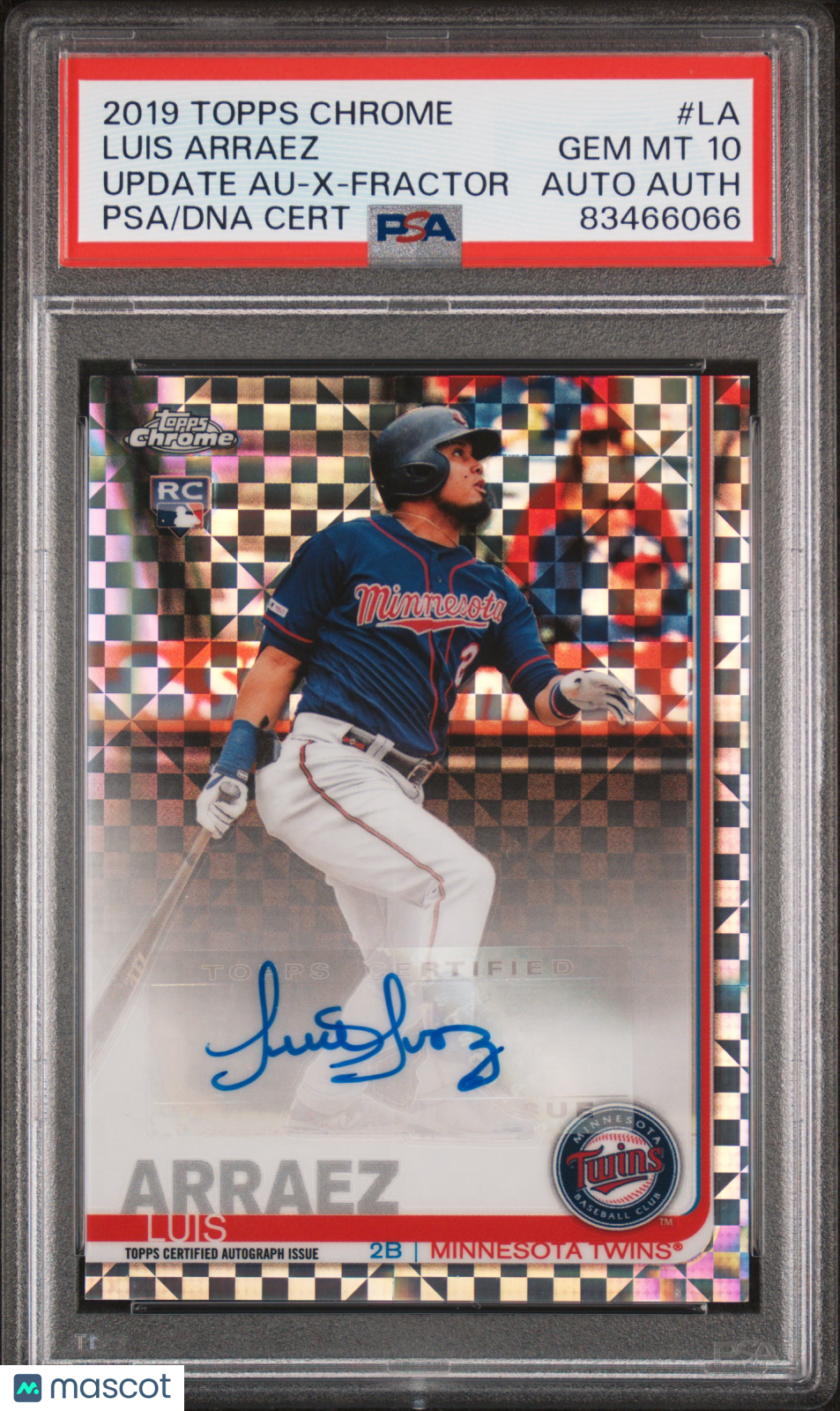 2019 Topps Chrome Update Autographs Luis Arraez #LA X Fractor PSA 10 Auto A