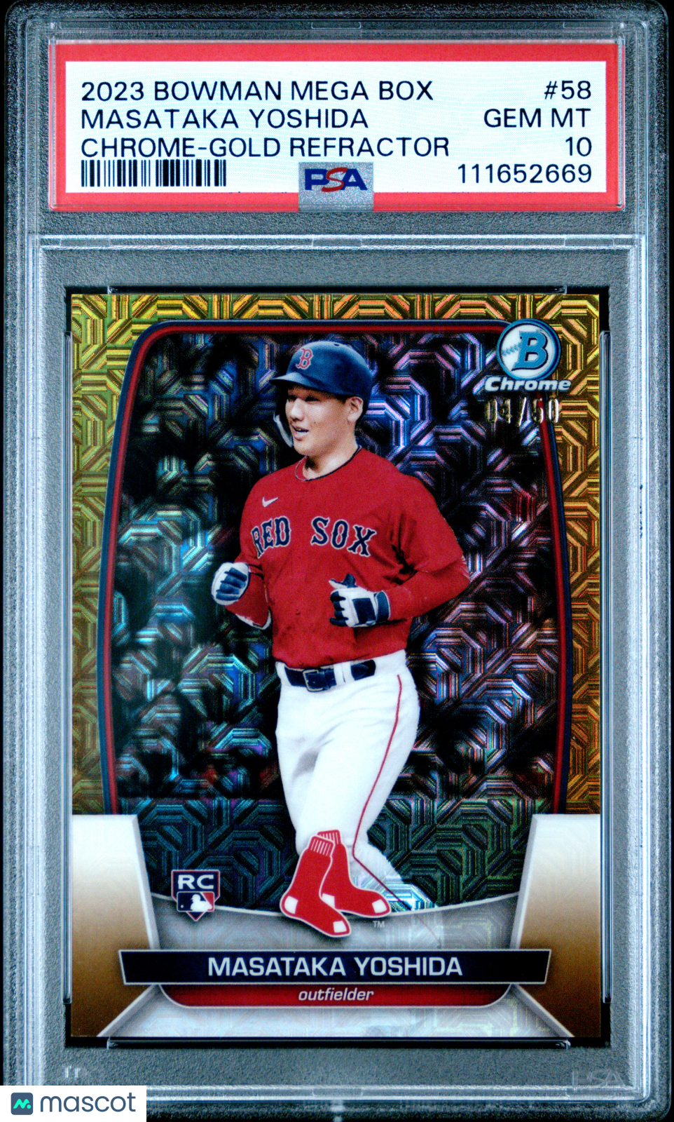 2023 Bowman Mega Box Chrome Masataka Yoshida #58 Gold Refractor PSA 10