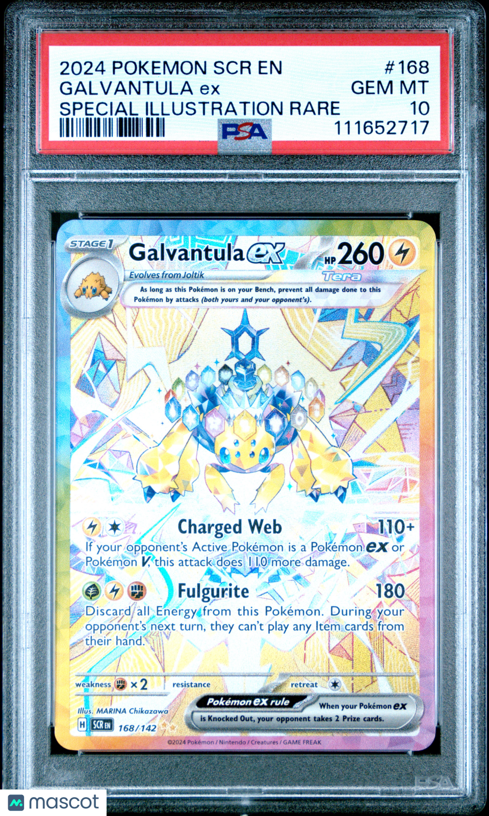 2024 Pokemon SCR EN-Stellar Crown Galvantula EX #168 PSA 10
