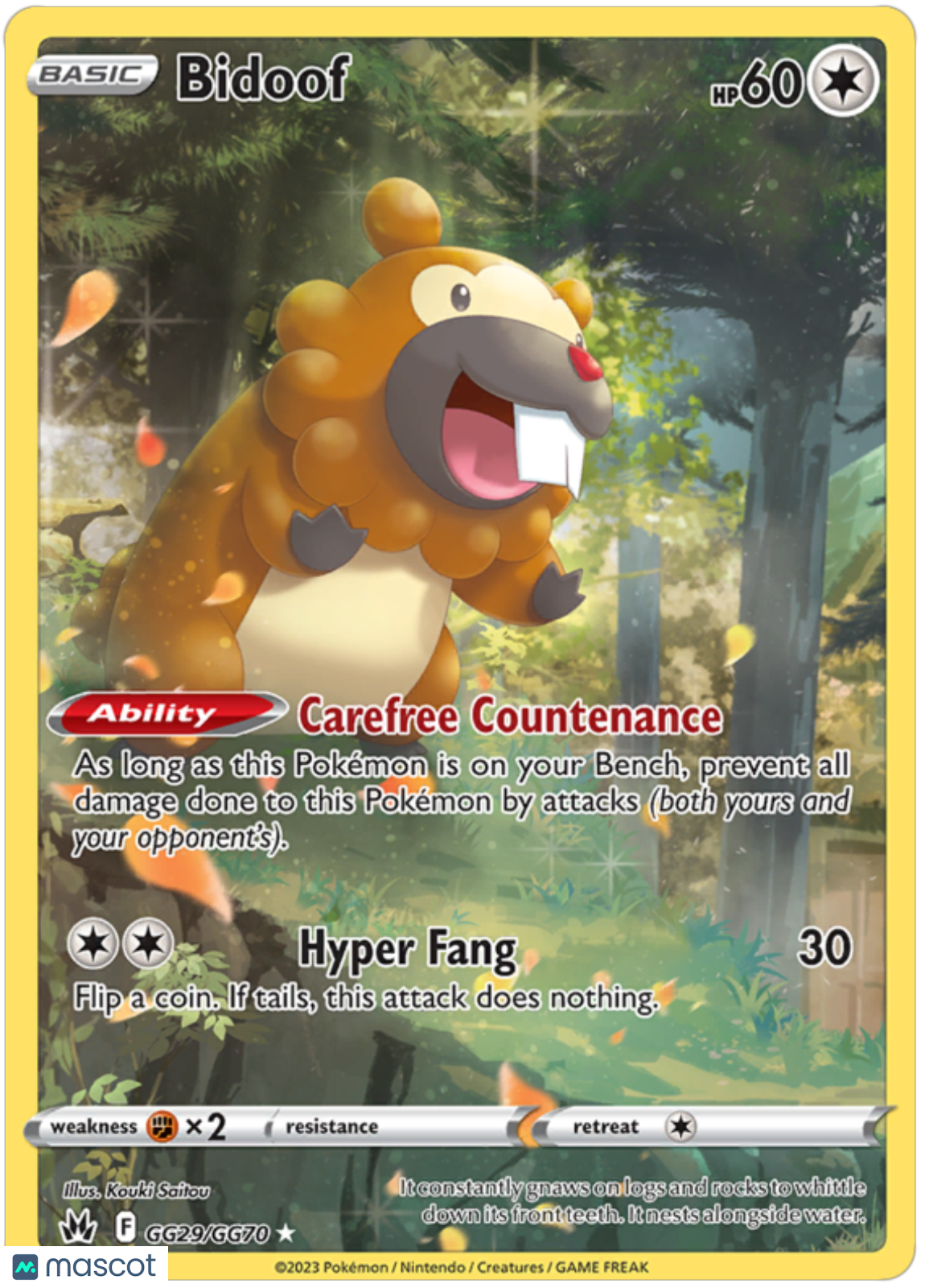 2023 Pokemon Crown Zenith Bidoof #GG29 Unlimited AGS 9.5