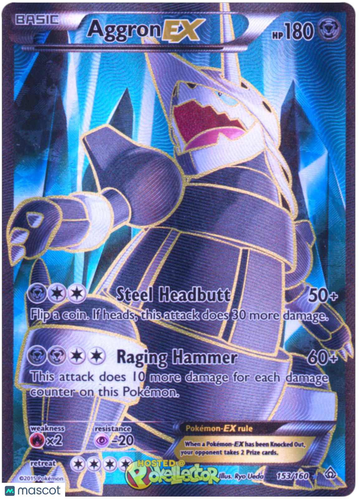 2015 Pokemon Primal Clash Aggron EX #153 AGS 10