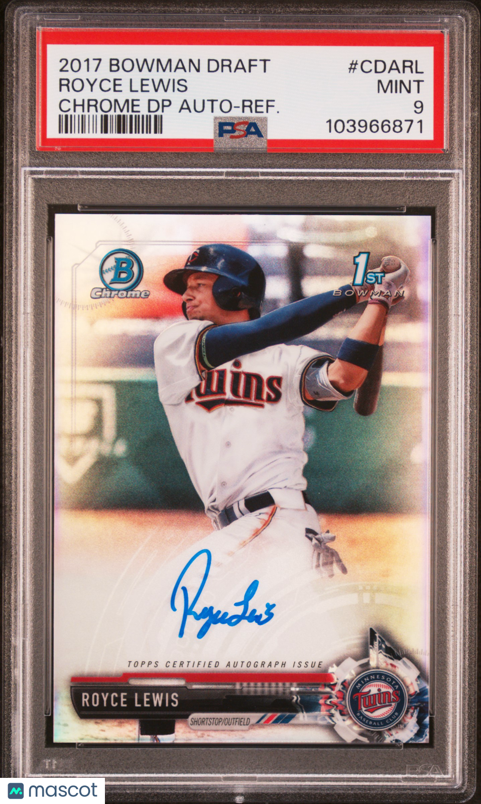 2017 Bowman Draft Chrome Draft Picks Auto Royce Lewis #CDARL Refractor PSA 9