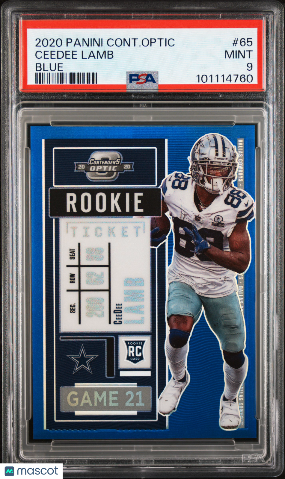 2020 Panini Contenders Optic Ceedee Lamb #65 Blue PSA 9