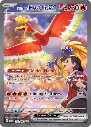 2025 Pokemon Destined Rivals Ethan's Ho-Oh ex #230 Unlimited AGS 9.5