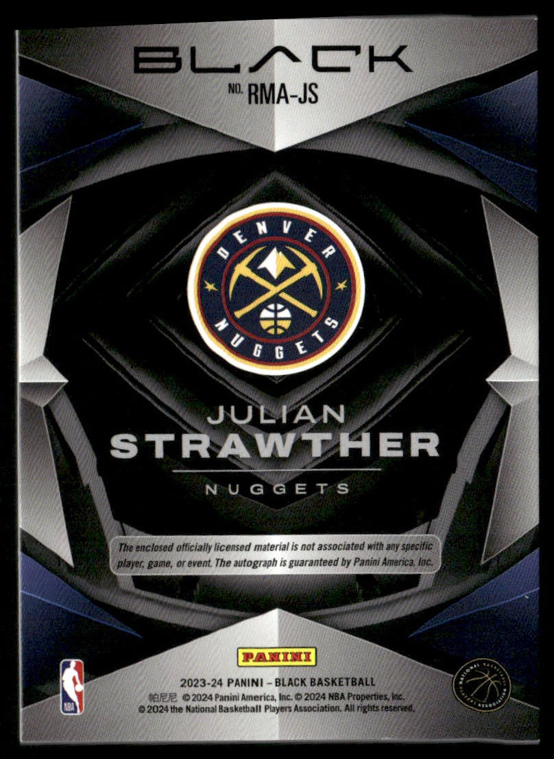 2023-24 Panini Black Julian Strawther RPA /15 #RMAJS
