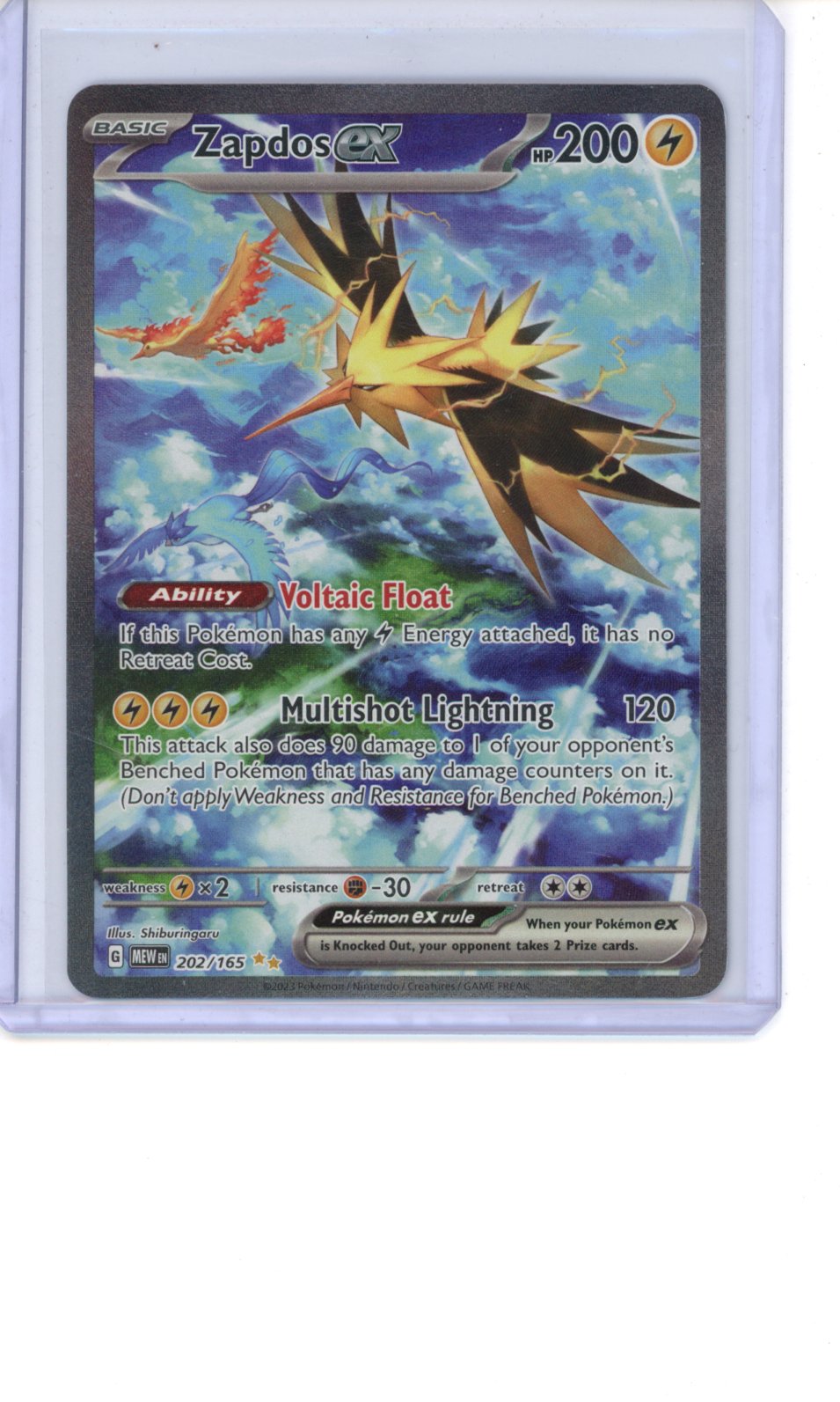Zapdos ex #202 Pokemon Scarlet & Violet 151 NM