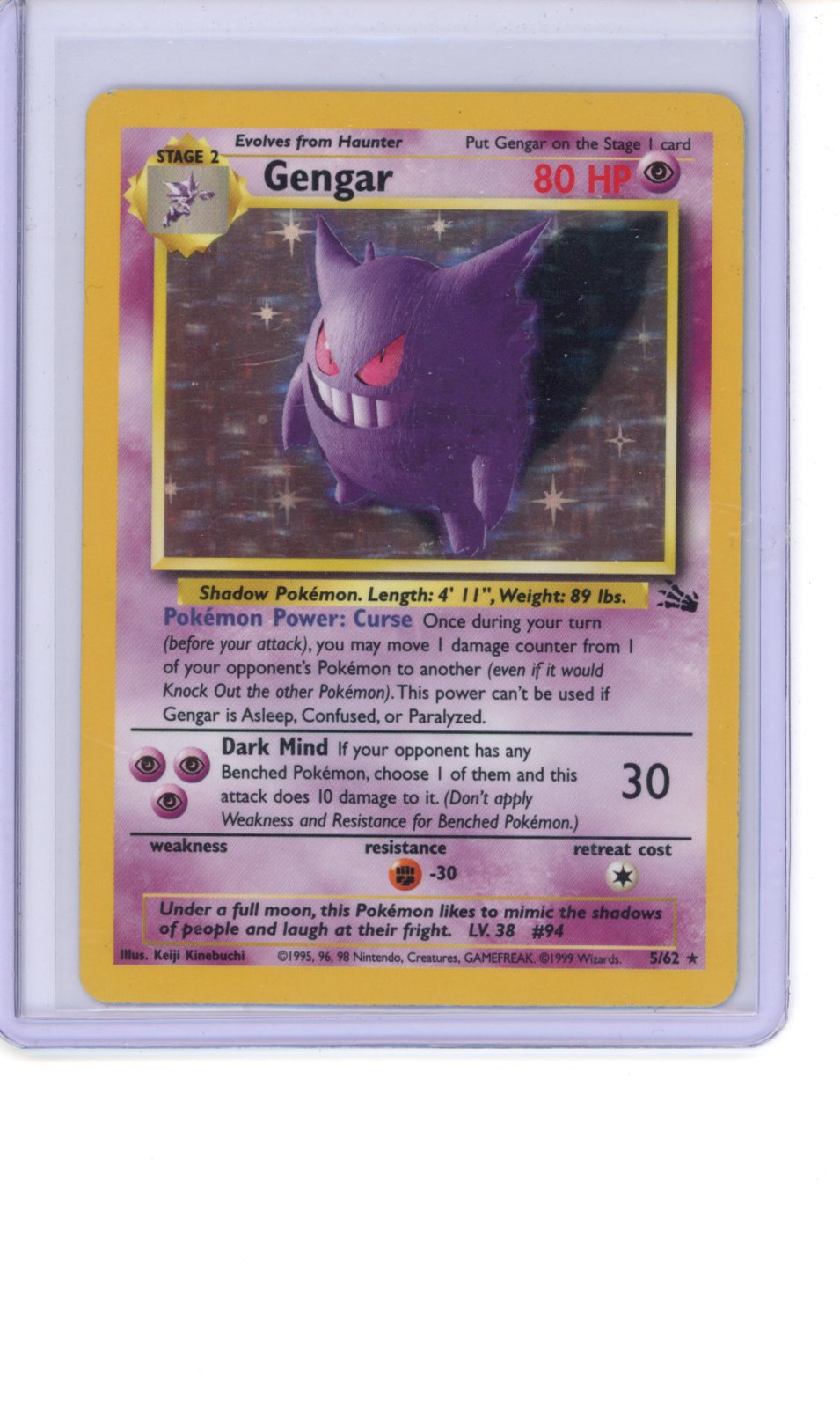 Gengar #5 Pokemon Fossil Holo HP