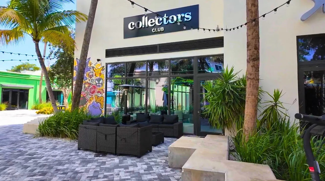 Collectors Club outdoor rental space in Wynwood Miami during Art Basel with modern lounge setup and vibrant street-facing entrance