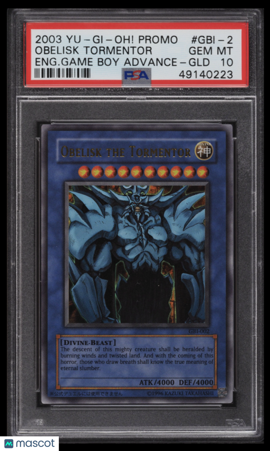2003 Yu-Gi-Oh! Worldwide Edition Obelisk The Tormentor #GBI-002 English PSA 10