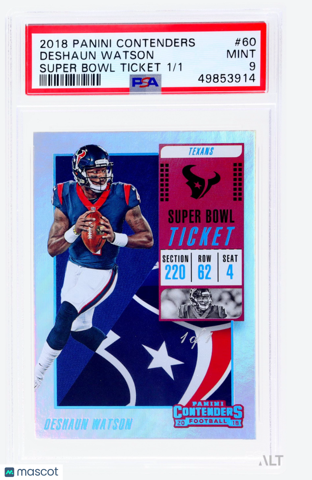 2018 Panini Contenders Deshaun Watson #60 PSA 9