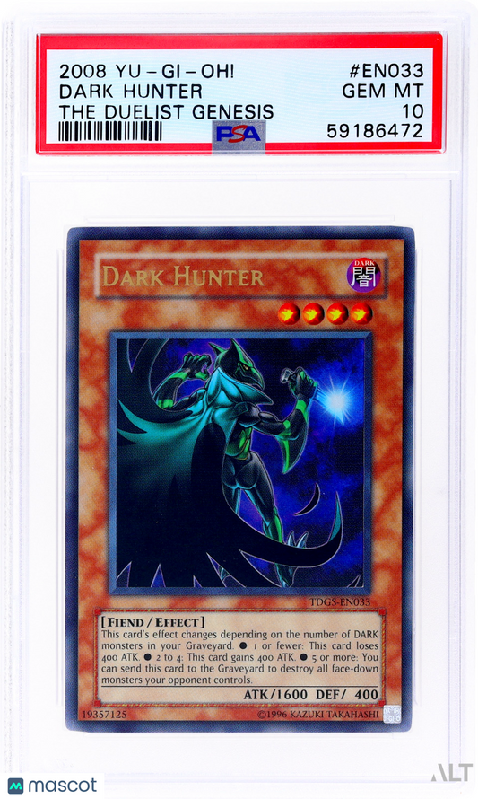 2008 Yu-Gi-Oh! The Duelist Genesis Dark Hunter #TDGS-EN033 PSA 10