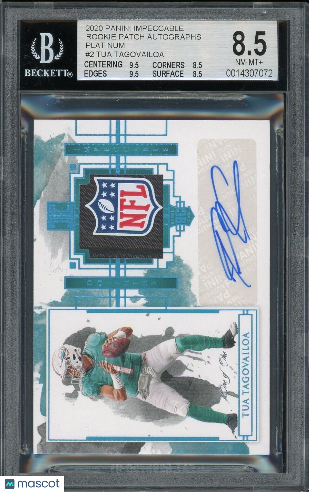 2020 Impeccable Tua Tagovailoa Rookie Patch Auto Platinum BGS 8.5 RPA RC 1/1