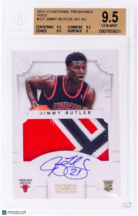 2012 National Treasures Jimmy Butler #127 Gold Rookie Patch Auto RPA RC BGS 9.5