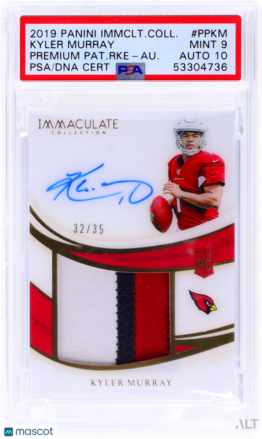 2019 Immaculate Collection Kyler Murray #PP-KM Patch Rookie Auto PSA 9 RPA RC