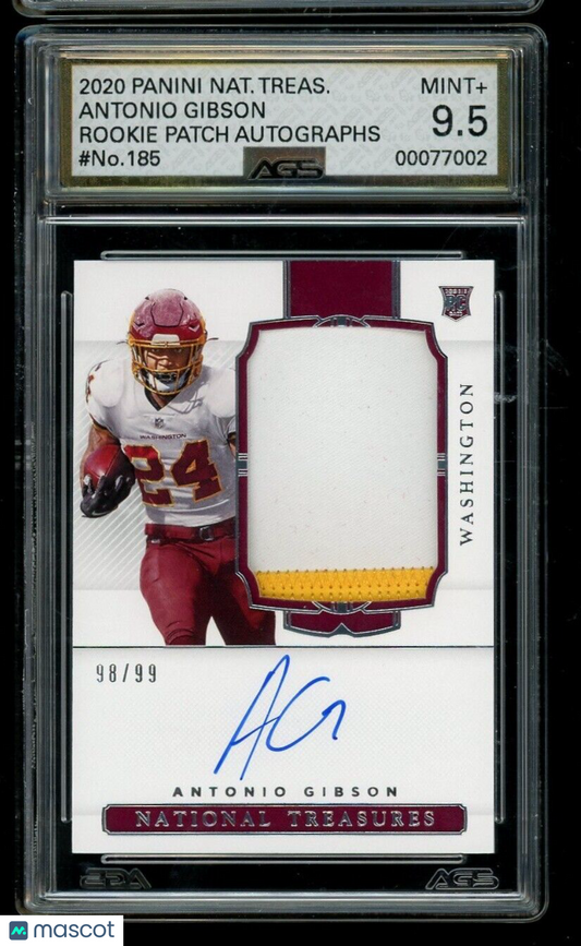 2020 Panini National Treasures Antonio Gibson #109 Rookie Patch Auto AGS 9.5