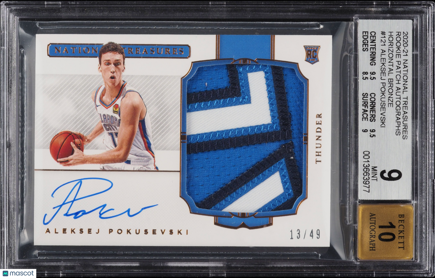 2020 Panini National Treasures Aleksej Pokusevski #121 Bronze /49 BGS 9 Auto 10