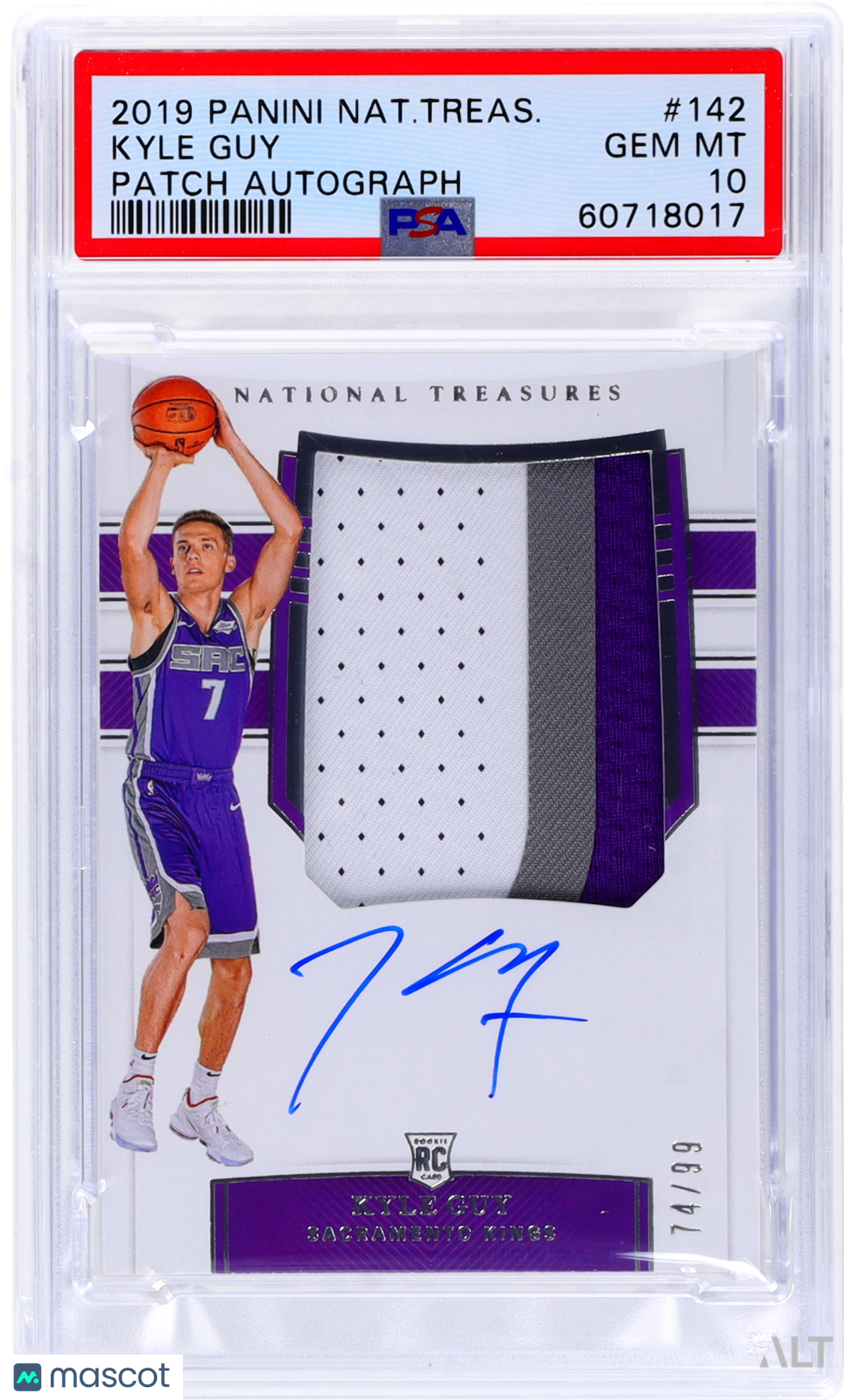 2019 Panini National Treasures Kyle Guy #142 Patch Autograph /99 PSA 10