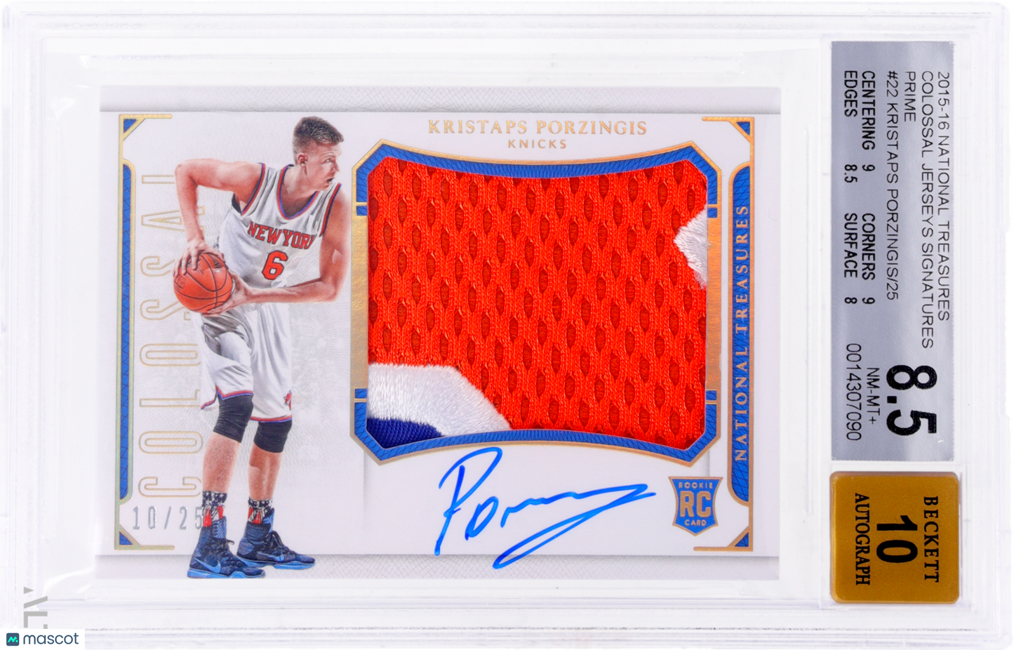 2015 National Treasures Kristaps Porzingis #CJKP Rookie Patch Auto RPA  /25 BGS 8.5