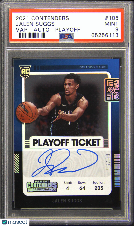 2021 Contenders Autographs #105 Jalen Suggs Playoff Variation Auto /99 PSA 9