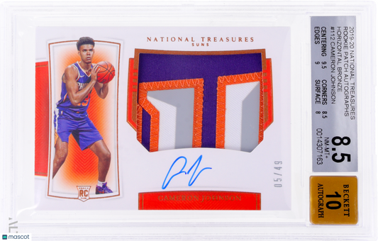 2019 National Treasures Cameron Johnson #112 Rookie Patch Auto Bronze BGS 8.5