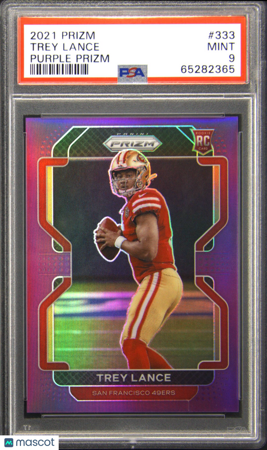 2021 Panini Prizm #333 Trey Lance Purple Prizm Rookie RC 036/125 PSA 9
