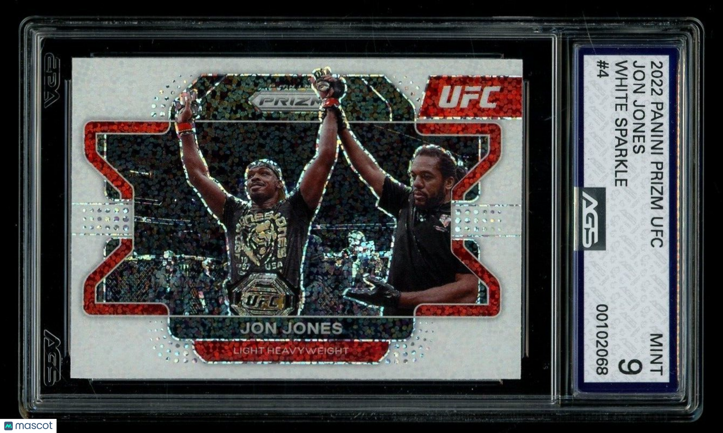 2022 Panini Prizm UFC Jon Jones #4 White Sparkle AGS 9