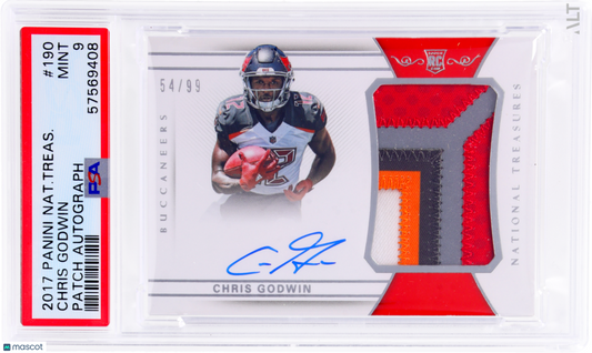 2017 Panini National Treasures Chris Godwin #190 Rookie Patch Autograph PSA 9