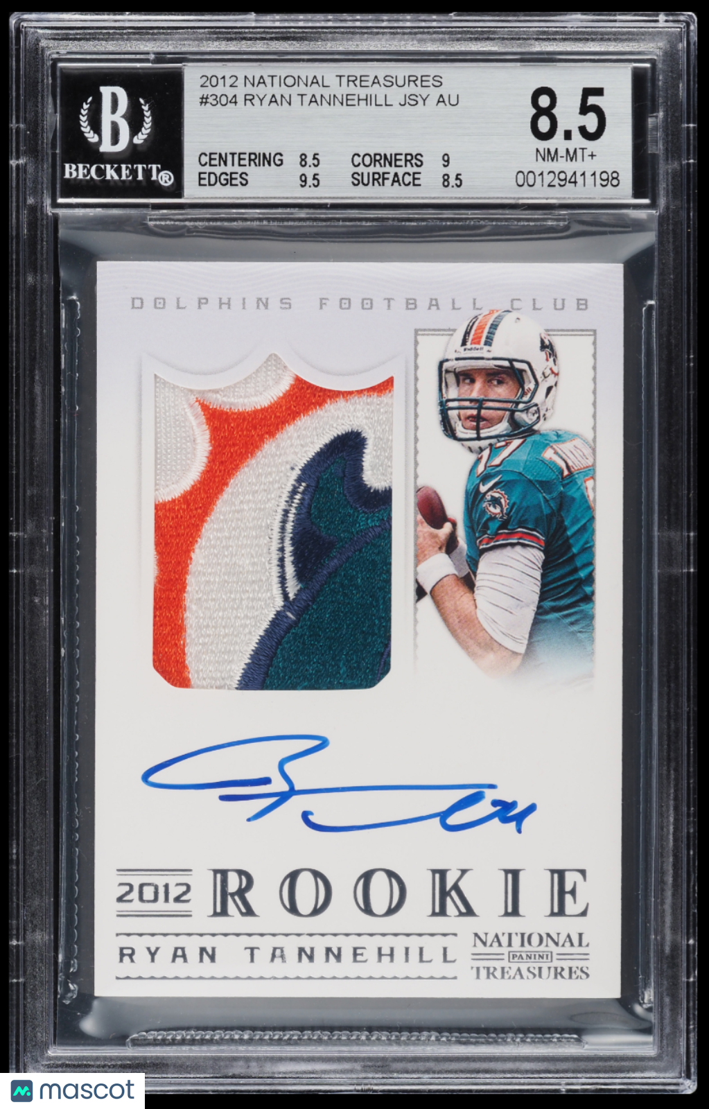 2012 Panini National Treasures Ryan Tannehill #304 Jersey Auto BGS 8.5 Auto 10 /99