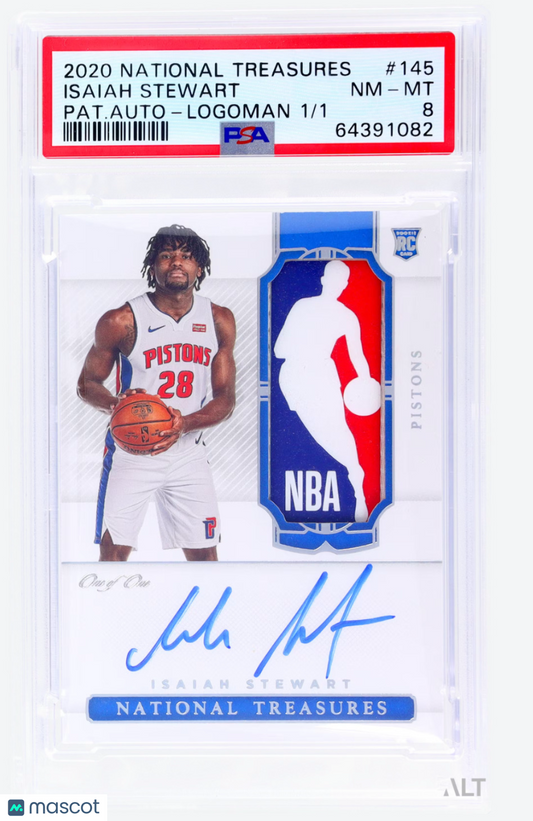 2020 National Treasures Isaiah Stewart #145 Rookie Patch Auto RPA RC 1/1 PSA 8