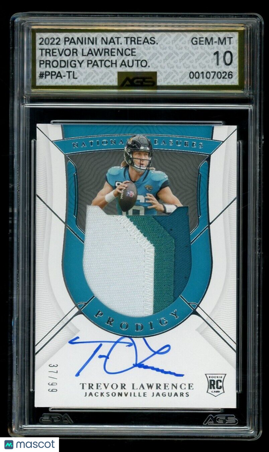 2022 National Treasures Prodigy Patch Auto #PPA-TL Trevor Lawrence RC /99 AGS 10