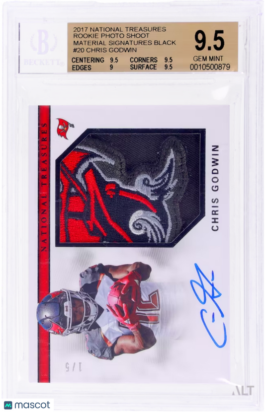 2017 Panini National Treasures Chris Godwin #20 Black /5 BGS 9.5 Auto 10