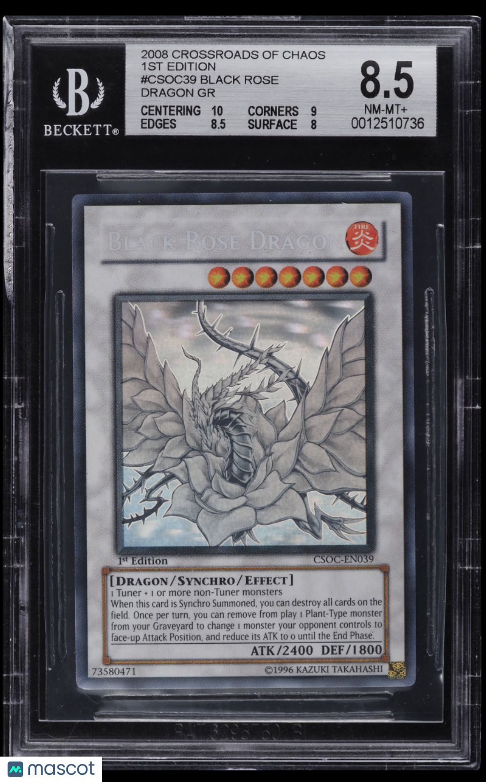 2008 Yu-Gi-Oh Crossroads of Chaos Black Rose Dragon #CSOC-EN039 1st Ed BGS 8.5